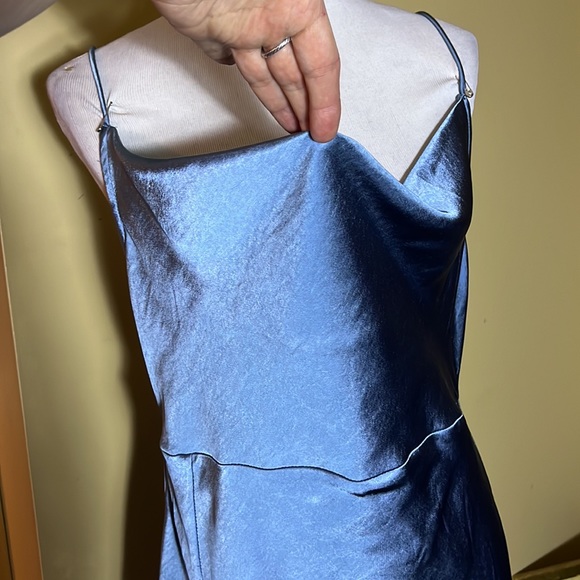 LIONESS Size XXL Slinky Draped Front Spaghetti Strap Midi-Dress Satin $179 NEW - Picture 13 of 17